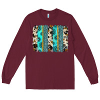 Burgundy gemstone sunflower cowhide brushstroke Long Sleeve Tee - AdoDesignShop