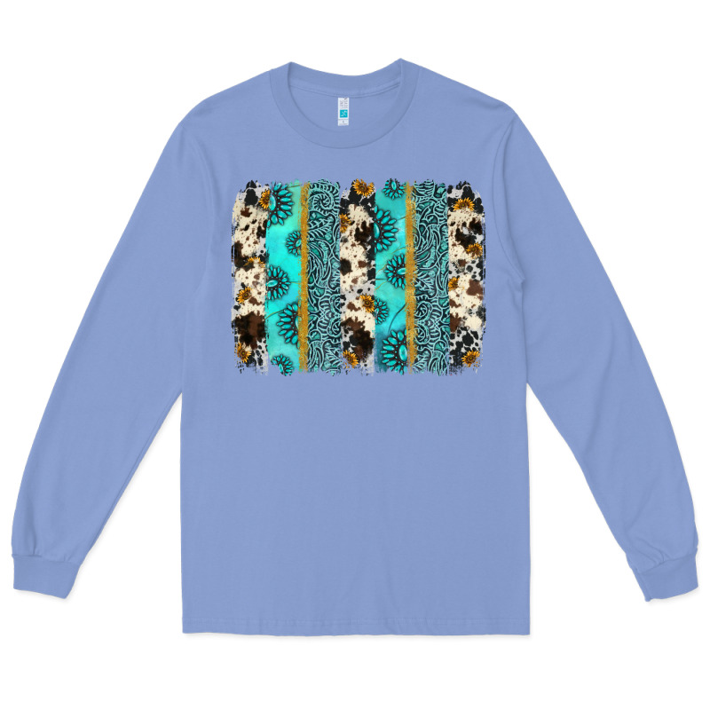 Gemstone Sunflower Cowhide Brushstroke Long Sleeve Tee by AdoDesignShop | Teevron