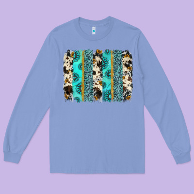 Gemstone Sunflower Cowhide Brushstroke Long Sleeve Tee Designed By Adodesignshop