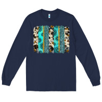Navy gemstone sunflower cowhide brushstroke Long Sleeve Tee - AdoDesignShop
