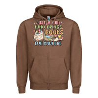 Chestnut just a girl who brings books everywhere Zipper Hoodie - MaliasSmallBusiness