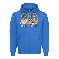 True Royal just a girl who brings books everywhere Zipper Hoodie - MaliasSmallBusiness