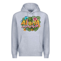 Heather Grey aloha summer Premium Hoodie - BarkalooDesign