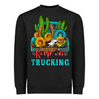 Black keep on trucking with western truck Heavyweight Sweatshirt - HRA Design Shop