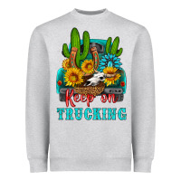 Heather Grey keep on trucking with western truck Heavyweight Sweatshirt - HRA Design Shop