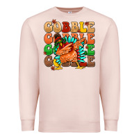 Pale Pink gobble gobble gobble gobble turkey Premium Sweatshirt - MaliasSmallBusiness