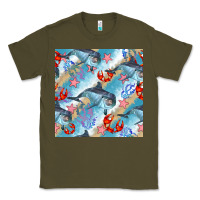 Army Green dolphin and crab seamless pattern Classic Tee - BundleAndBundleShop