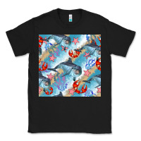 Black dolphin and crab seamless pattern Classic Tee - BundleAndBundleShop