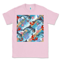 Bubblegum Pink dolphin and crab seamless pattern Classic Tee - BundleAndBundleShop