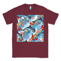 Burgundy dolphin and crab seamless pattern Classic Tee - BundleAndBundleShop