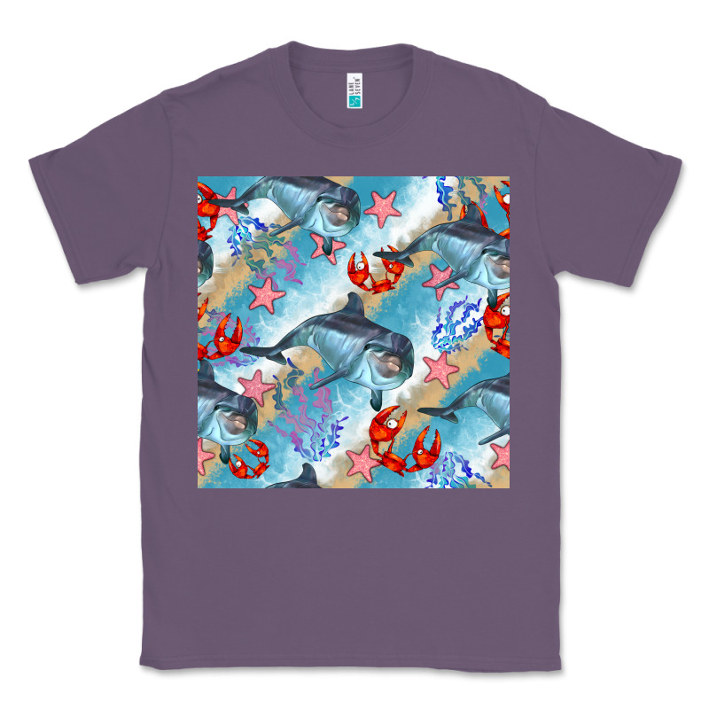 Dolphin And Crab Seamless Pattern Classic Tee by BundleAndBundleShop | Teevron