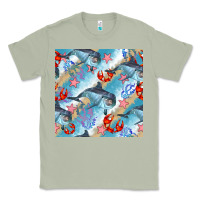 Matcha dolphin and crab seamless pattern Classic Tee - BundleAndBundleShop