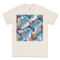 Natural dolphin and crab seamless pattern Classic Tee - BundleAndBundleShop