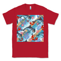 Red dolphin and crab seamless pattern Classic Tee - BundleAndBundleShop