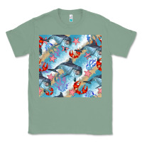 Sage dolphin and crab seamless pattern Classic Tee - BundleAndBundleShop