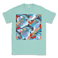 Seafoam dolphin and crab seamless pattern Classic Tee - BundleAndBundleShop