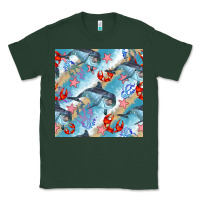 Sports Green dolphin and crab seamless pattern Classic Tee - BundleAndBundleShop
