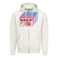 Oatmeal Heather too many tabs Zipper Hoodie - MaliasSmallBusiness