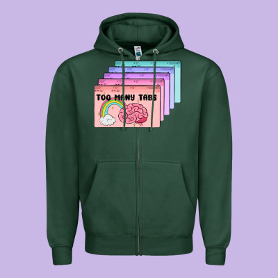 Too Many Tabs Zipper Hoodie Designed By Maliassmallbusiness