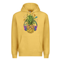 Antique Gold pineapple with headphone Premium Hoodie - BarkalooDesign