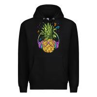 Black pineapple with headphone Premium Hoodie - BarkalooDesign