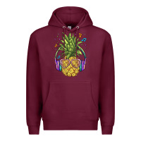 Burgundy pineapple with headphone Premium Hoodie - BarkalooDesign