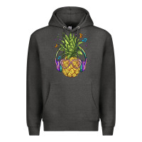 Charcoal Heather pineapple with headphone Premium Hoodie - BarkalooDesign