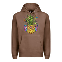 Chestnut pineapple with headphone Premium Hoodie - BarkalooDesign