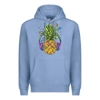 Colony Blue pineapple with headphone Premium Hoodie - BarkalooDesign