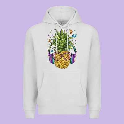 Pineapple With Headphone Premium Hoodie Designed By Barkaloodesign