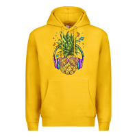 Lemon pineapple with headphone Premium Hoodie - BarkalooDesign