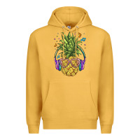 Mustard pineapple with headphone Premium Hoodie - BarkalooDesign