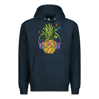 Navy pineapple with headphone Premium Hoodie - BarkalooDesign