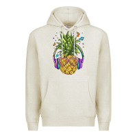 Oatmeal Heather pineapple with headphone Premium Hoodie - BarkalooDesign