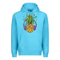 Ocean Blue pineapple with headphone Premium Hoodie - BarkalooDesign