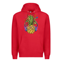 Red pineapple with headphone Premium Hoodie - BarkalooDesign