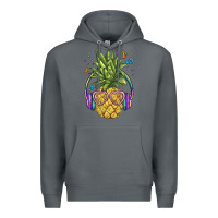Rock pineapple with headphone Premium Hoodie - BarkalooDesign