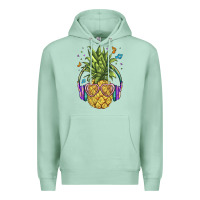 Seafoam pineapple with headphone Premium Hoodie - BarkalooDesign