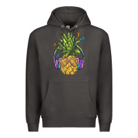 Smoke pineapple with headphone Premium Hoodie - BarkalooDesign
