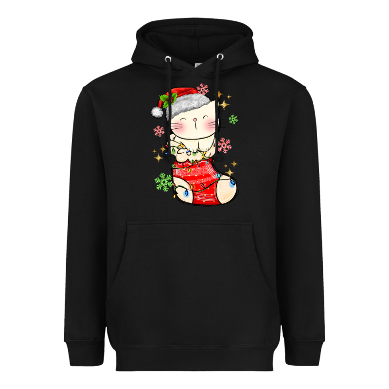 Christmas Cat In Heavyweight Hoodie by MaliasSmallBusiness | Teevron