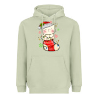 Matcha christmas cat in Heavyweight Hoodie - MaliasSmallBusiness