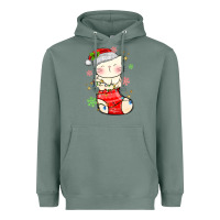 Sage christmas cat in Heavyweight Hoodie - MaliasSmallBusiness