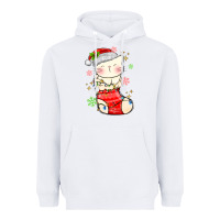 White christmas cat in Heavyweight Hoodie - MaliasSmallBusiness