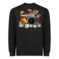 Black floral butterfly film roll vintage camera Heavyweight Sweatshirt - FaDigitalArtStudio