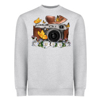 Heather Grey floral butterfly film roll vintage camera Heavyweight Sweatshirt - FaDigitalArtStudio