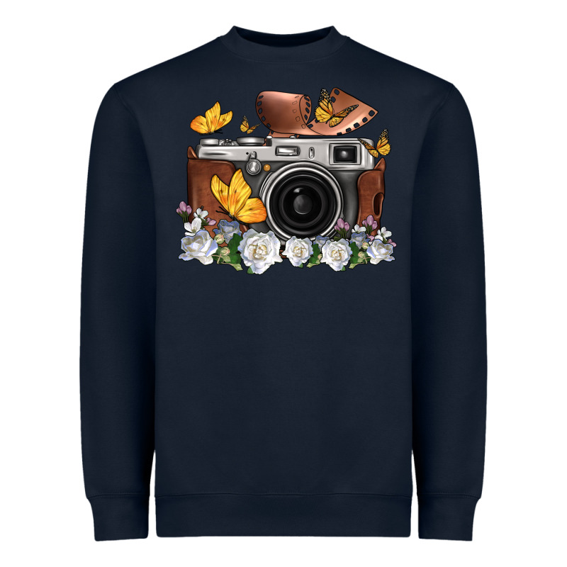 Floral Butterfly Film Roll Vintage Camera Heavyweight Sweatshirt by FaDigitalArtStudio | Teevron