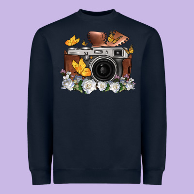 Floral Butterfly Film Roll Vintage Camera Heavyweight Sweatshirt Designed By Fadigitalartstudio