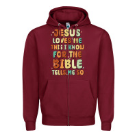Burgundy jesus loves me this i know for the bible tells me Zipper Hoodie - MaliasSmallBusiness