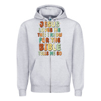 Heather Grey jesus loves me this i know for the bible tells me Zipper Hoodie - MaliasSmallBusiness