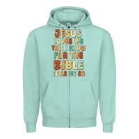Seafoam jesus loves me this i know for the bible tells me Zipper Hoodie - MaliasSmallBusiness
